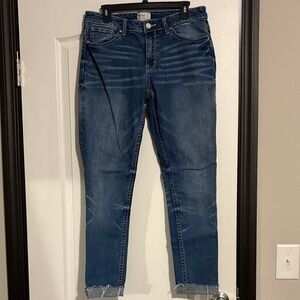 BKE Women's Distressed Blue Skinny Jeans